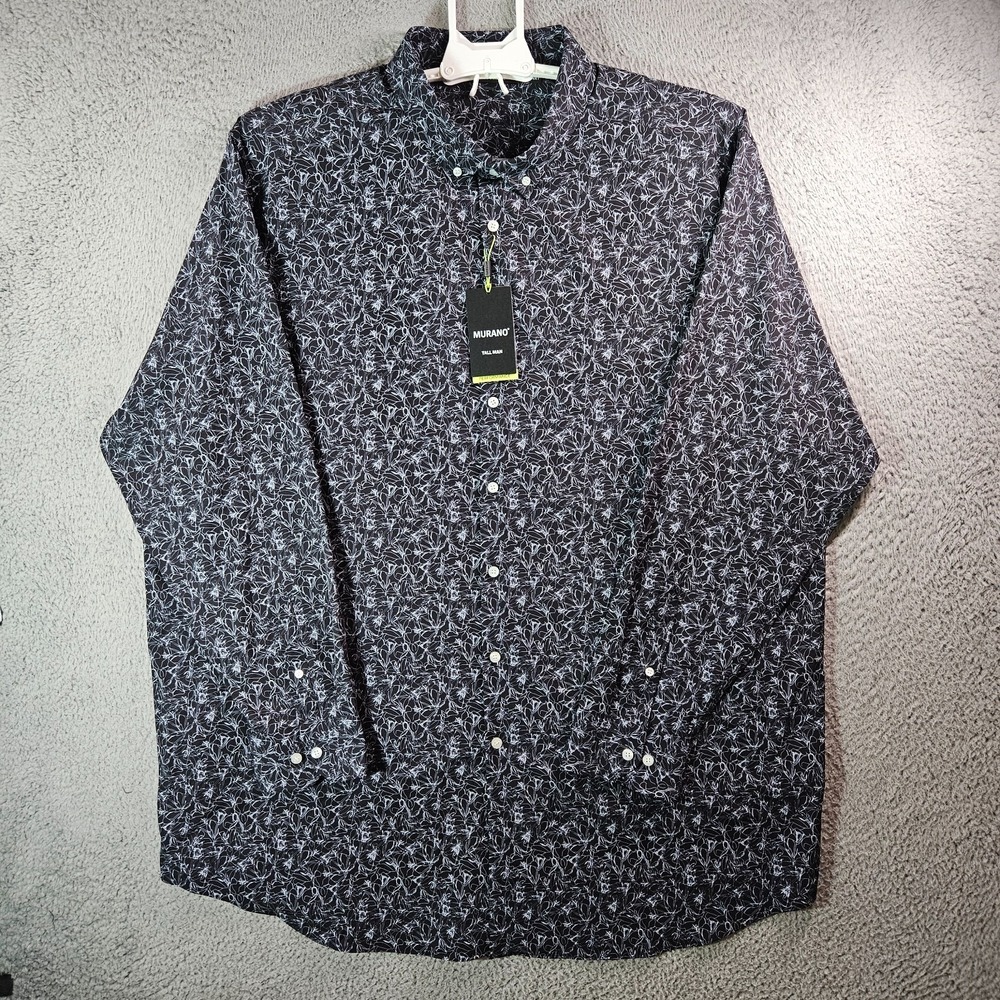 NEW Murano Performance Shirt Men‎ 4XT Tall Stretch Abstract Gray Long Sleeve